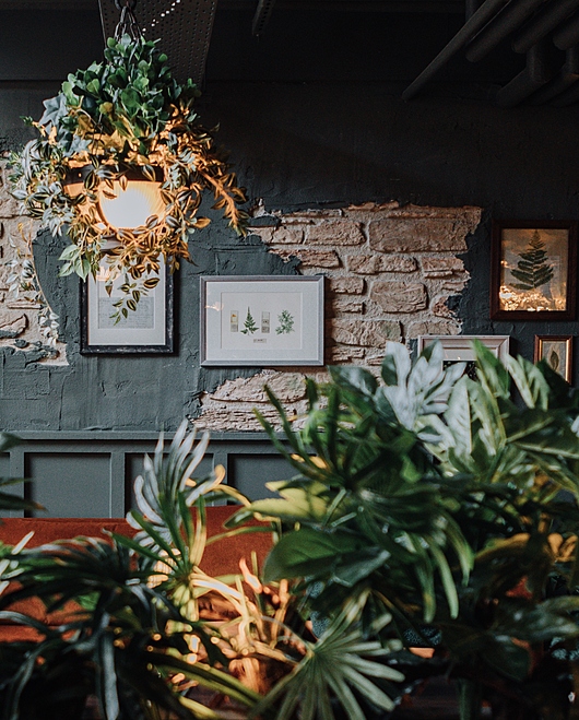 The Botanist interior wall and foliage