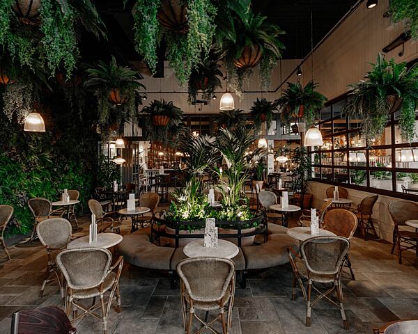 the interior restaurant area for the botanist
